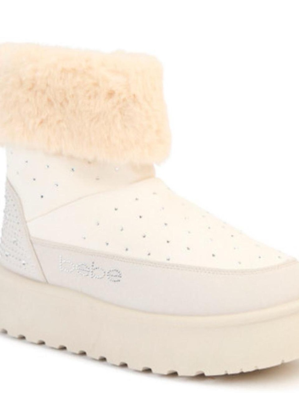 NWB Bebe Women's Cream Faux Fur Platform Ankle Boot Size 9